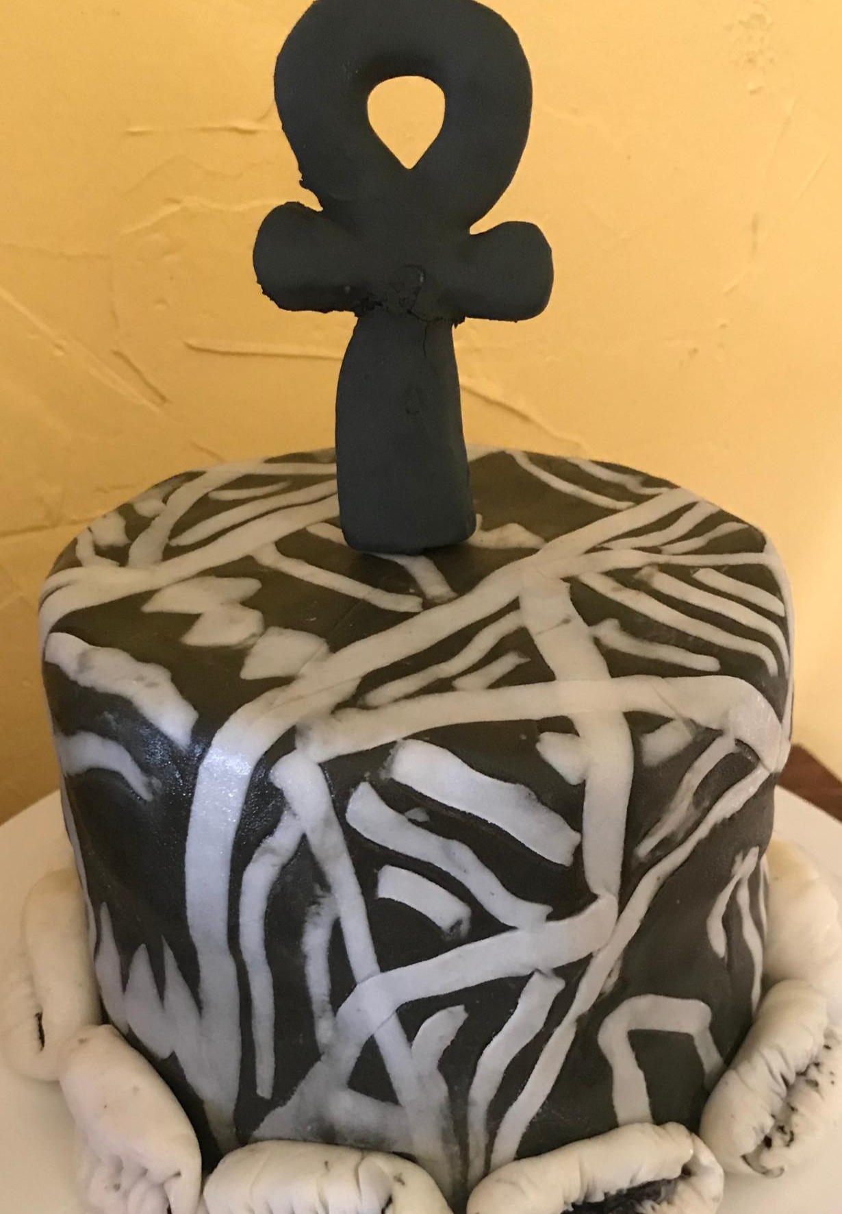 Mudcloth, Ankh and Cowrie Shells Jasmine Creme Cake